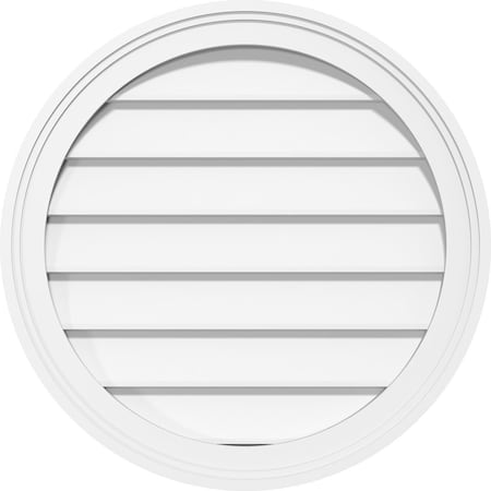 Round Surface Mount PVC Gable Vent: Non-Functional, W/ 2W X 1-1/2P Brickmould Frame, 12W X 12H